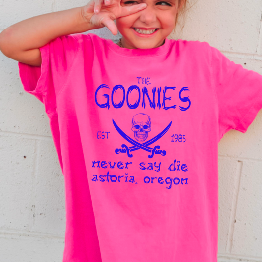 Never Say Die Goonies  80’s/90’s Classic Youth Comfort Color Graphic Tee