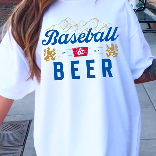 Baseball & Beer Comfort Color Graphic Tee