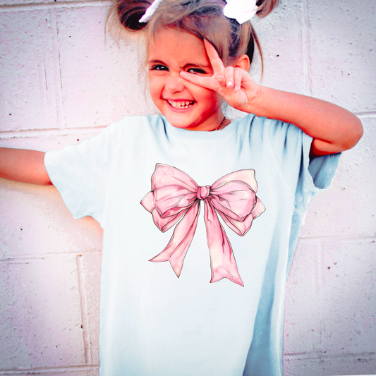 Pink Coquette Bow Youth Comfort Color Graphic Tee