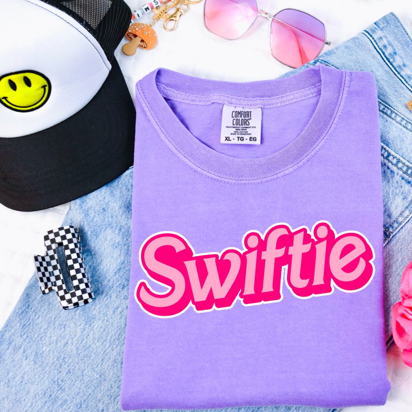 Pink Swiftie Comfort Color Graphic Tee As Pictured Is  Violet