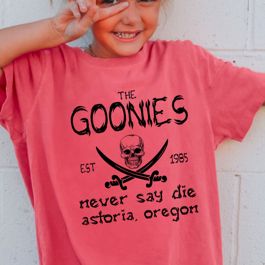 Never Say Die  Goonies  80’s/90’s Classic Youth Comfort Color Graphic Tee