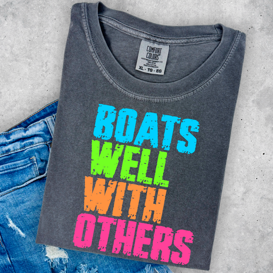 Boats Well With Others Comfort Color Graphic Tee