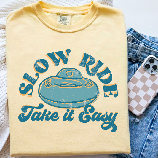 Slow Ride Take It Easy Comfort Color Graphic Tee As Pictured Is  Banana