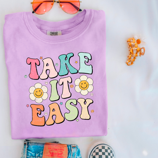 Take It Easy  Youth Comfort Color Graphic Tee