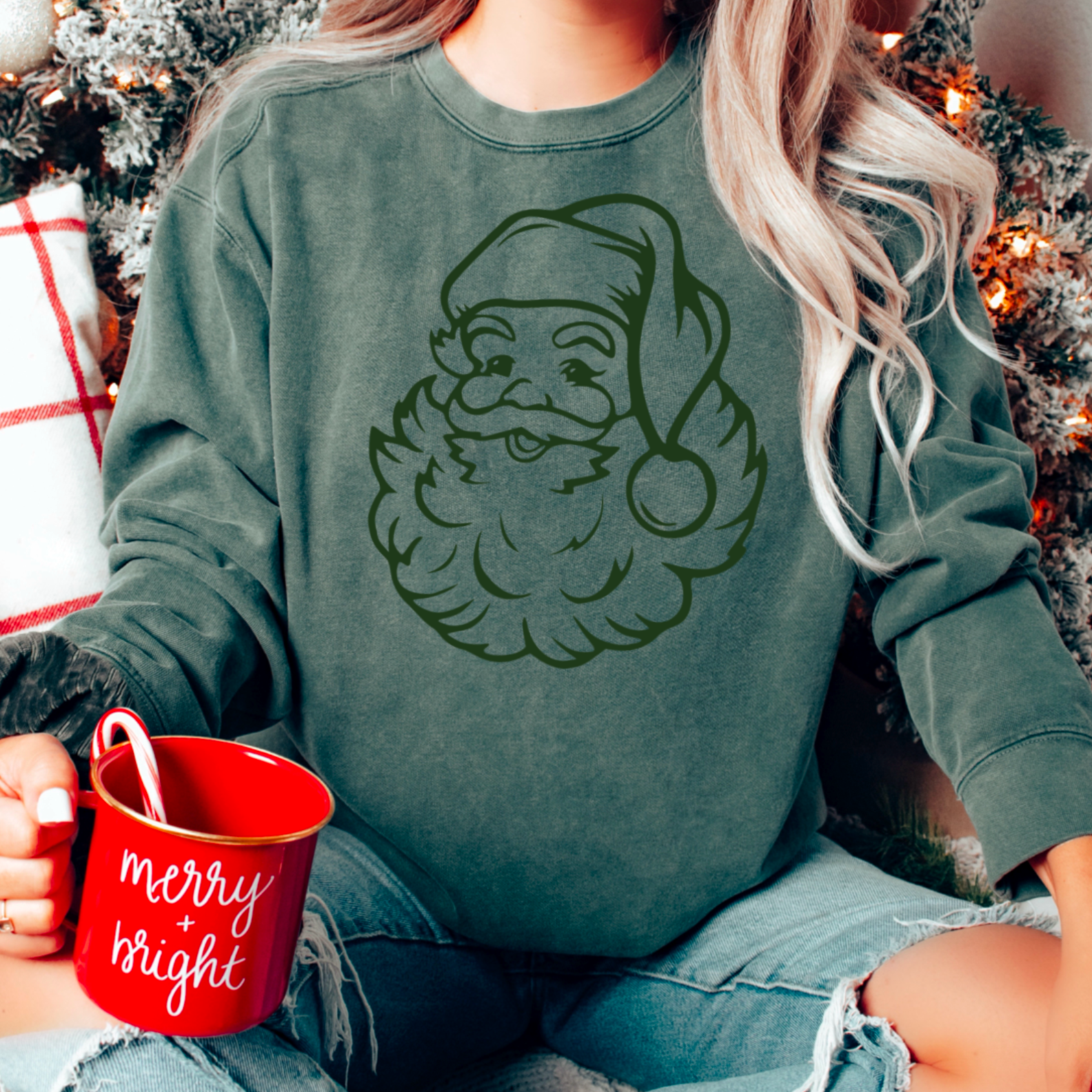 Stay Merry and Bright Santa Claus Retro Ready to Press Sublimation Transfer