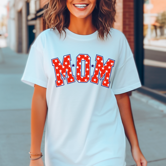 Mom Red Stars Comfort Color Graphic Tee