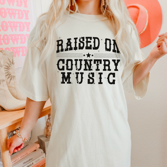 Raised On Country Music Comfort Color Graphic Tee