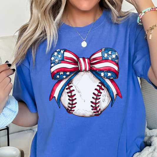 American Baseball Coquette Comfort Color Graphic Tee