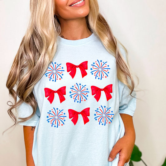 4th Of July Fireworks Coquette Comfort Color Graphic Tee