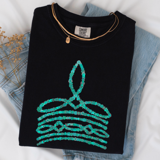 Turquoise Boot Stitch Comfort Color Graphic Tee