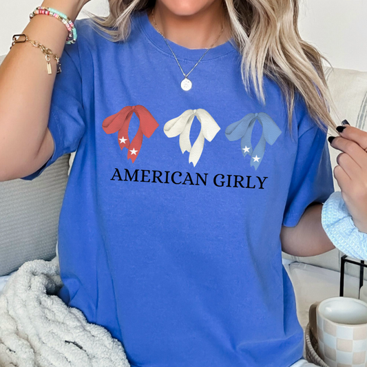 American Girlie Coquette Bow Trio Comfort Color Graphic Tee