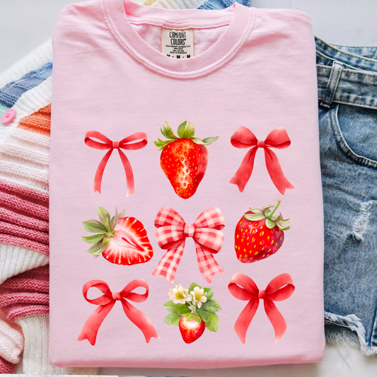 Strawberry Coquette Comfort Color Graphic Tee