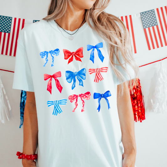 4th Of July Bows Coquette Comfort Color Graphic Tee