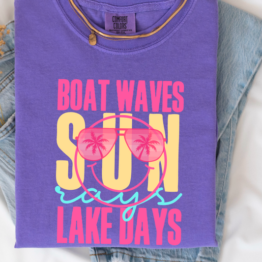 Boat Wave Lake Days Comfort Color Graphic Tee