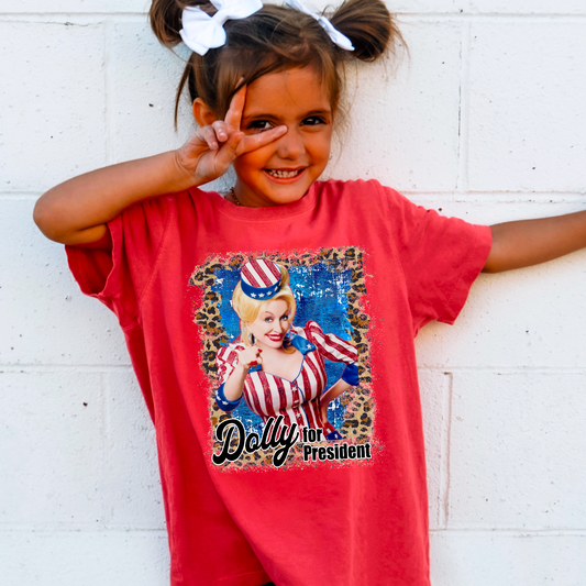 Dolly For President  Youth Comfort Color Graphic Tee