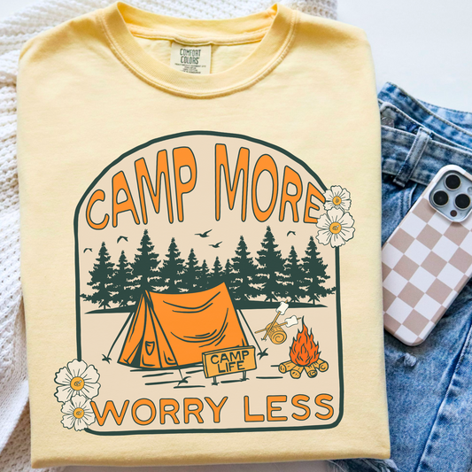 Camp More Worry Less Comfort Color Graphic Tee