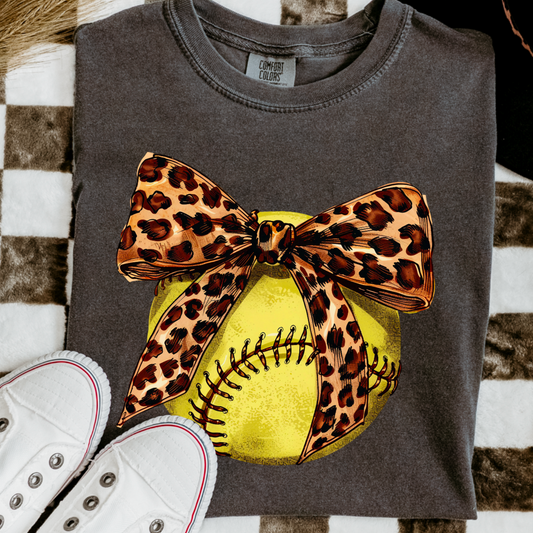 Softball Cheetah Coquette  Comfort Color Graphic Tee
