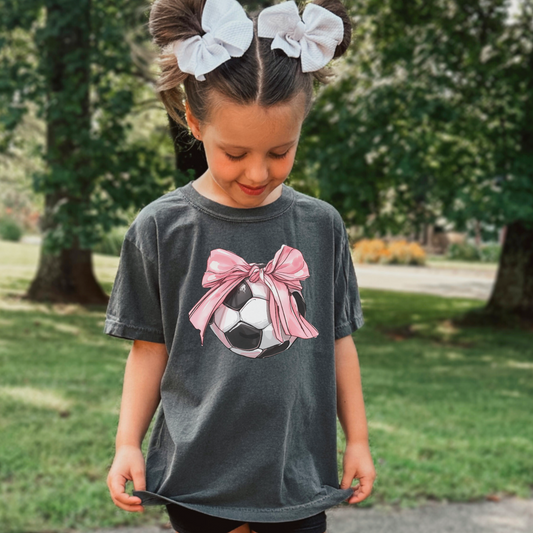 Youth Soccer Coquette  Comfort Color Graphic Tee