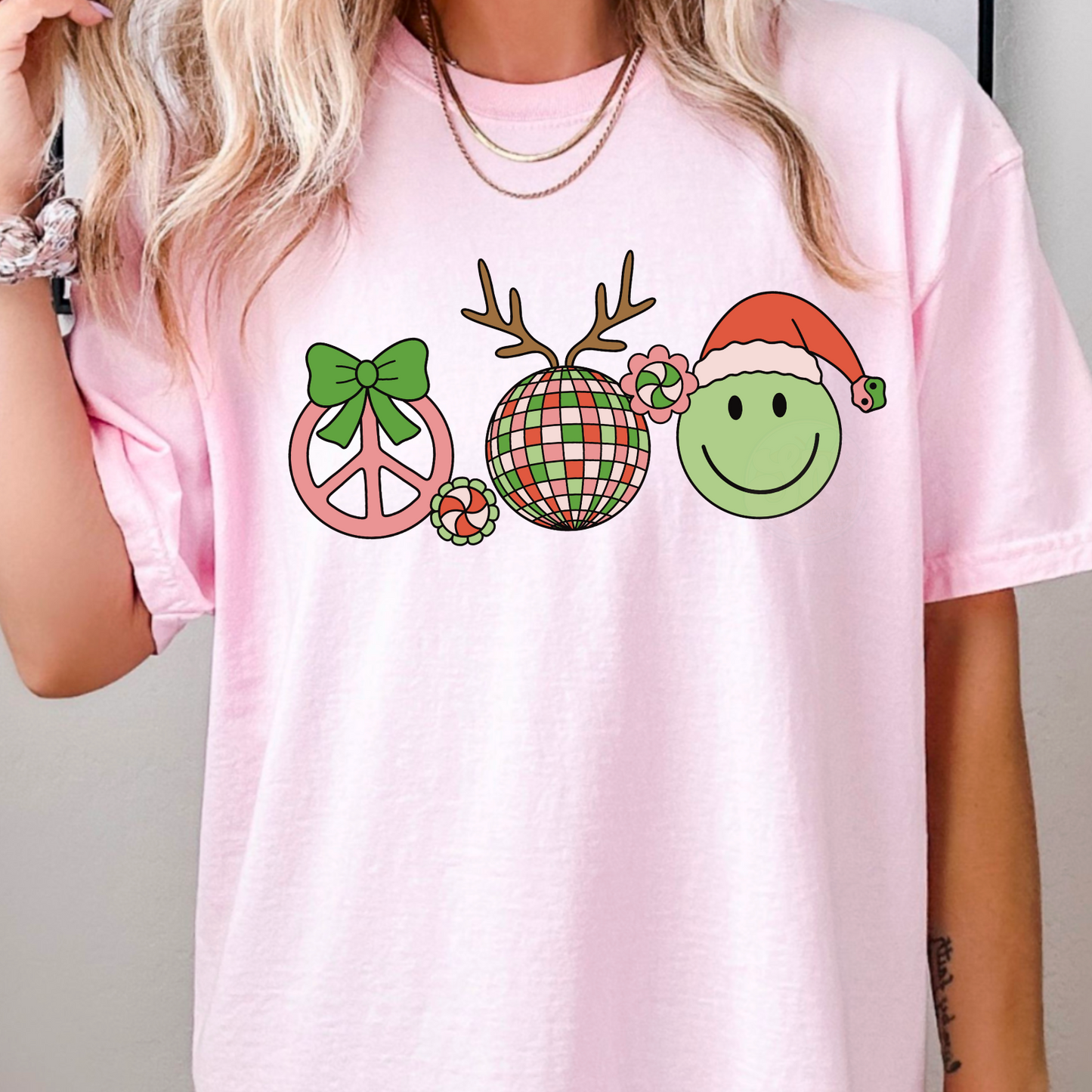 Peace Love Christmas Comfort Color Graphic Tee