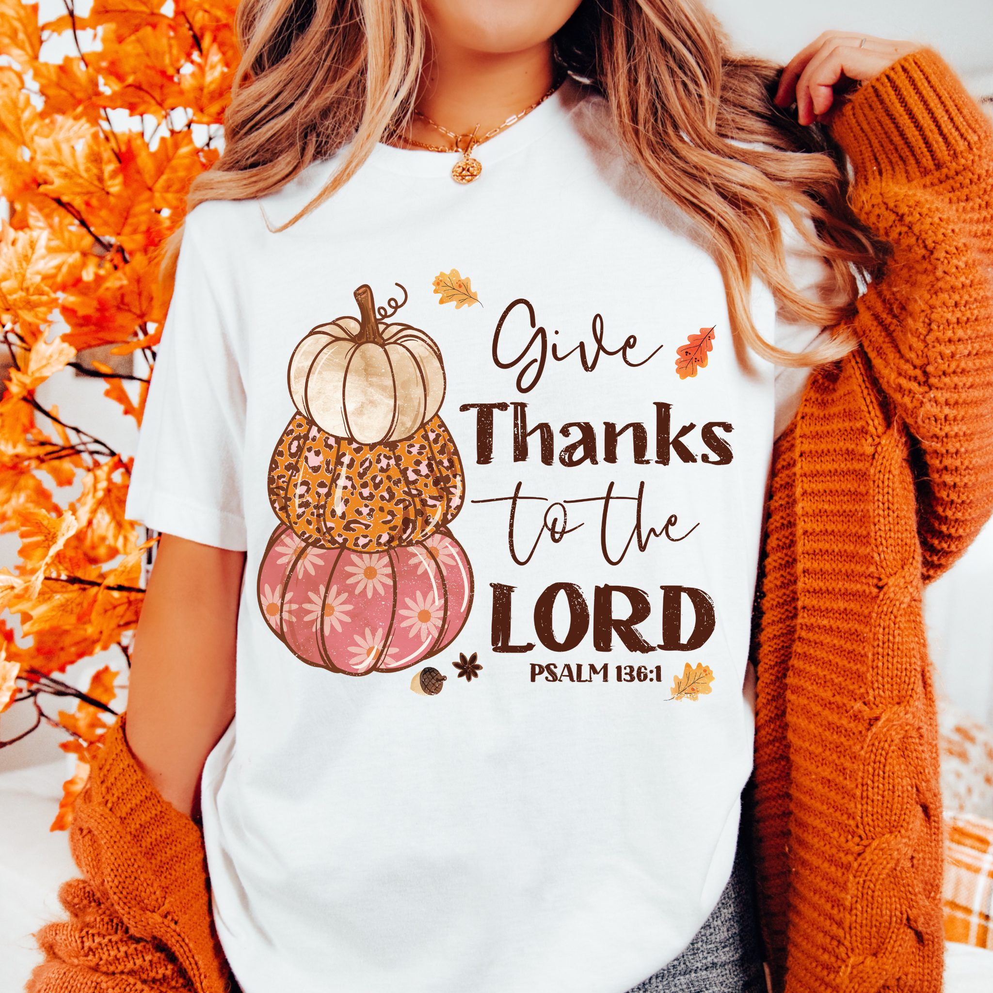 Give Thanks To The Lord Pumpkins Sublimation Transfer