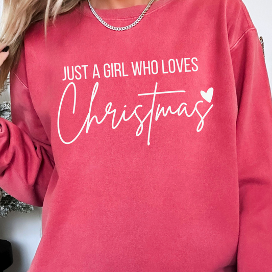 Just A Girl Who Loves Christmas Screen Print Transfer