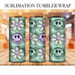 3d Preppy Smiley Flowers Sublimation Tumbler Wrap