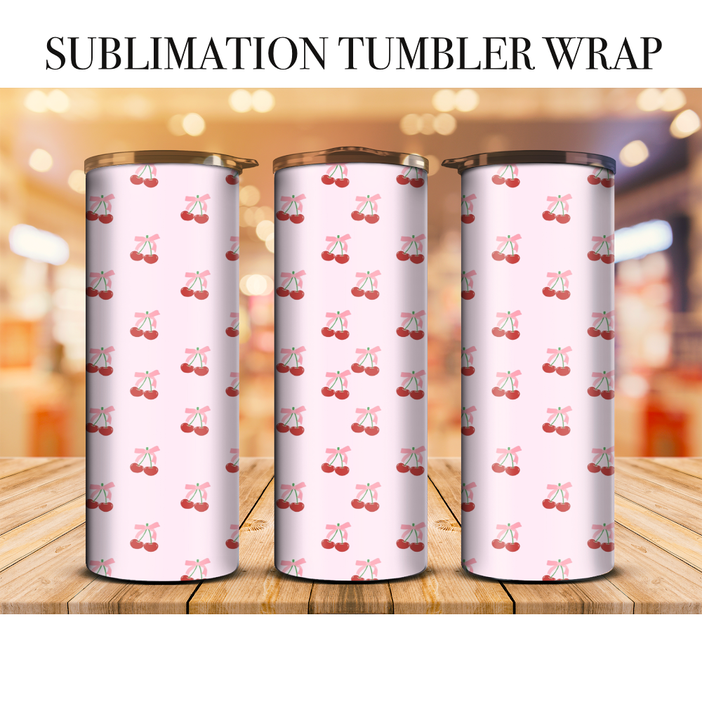 Cherry Bows Sublimation Tumbler Wrap