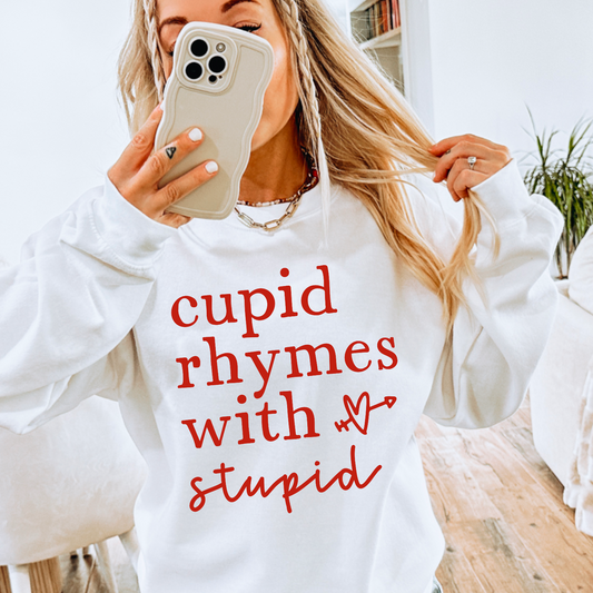 Cupid Rhymes With Stupid  Screen Print Transfer