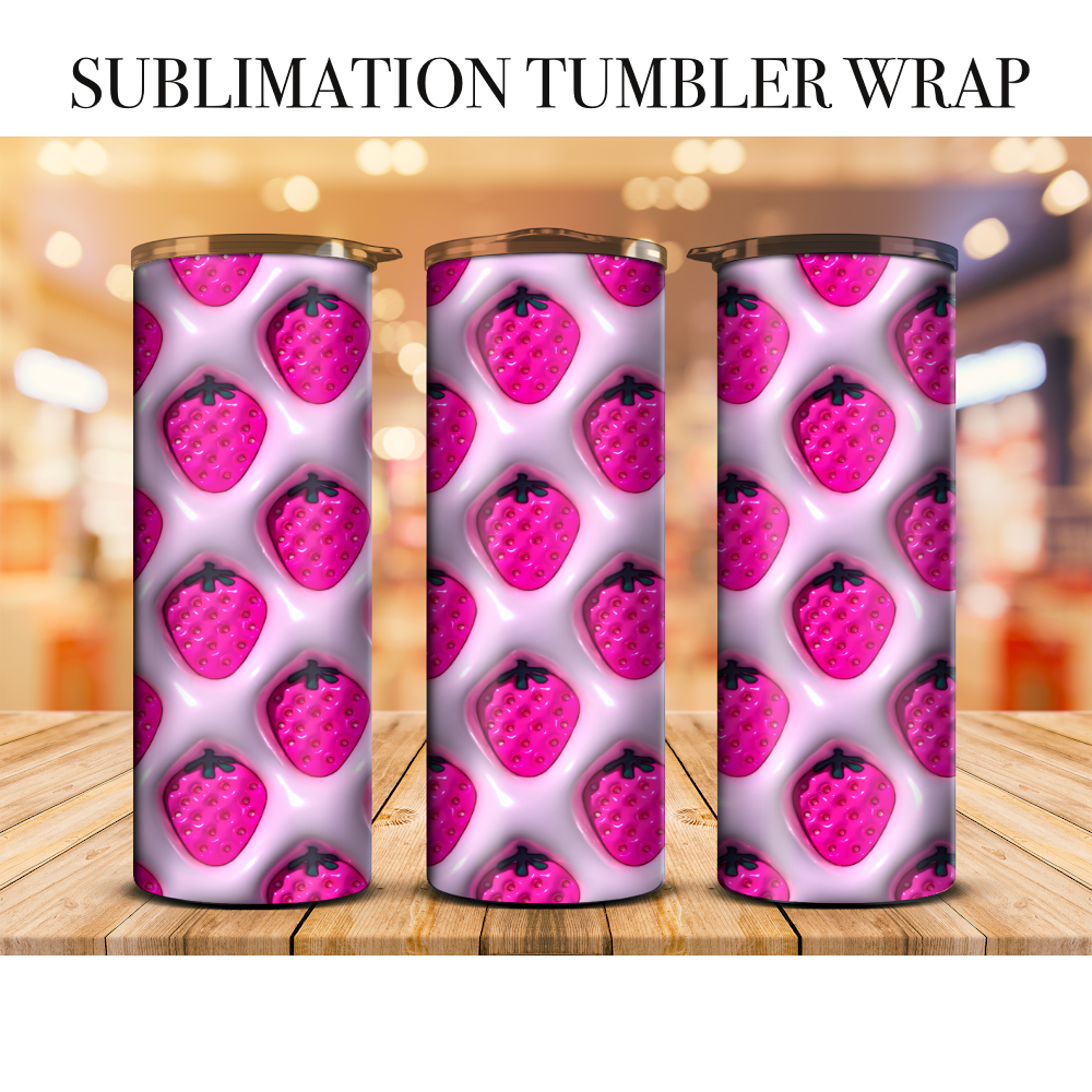 3d Strawberry Sublimation Tumbler Wrap
