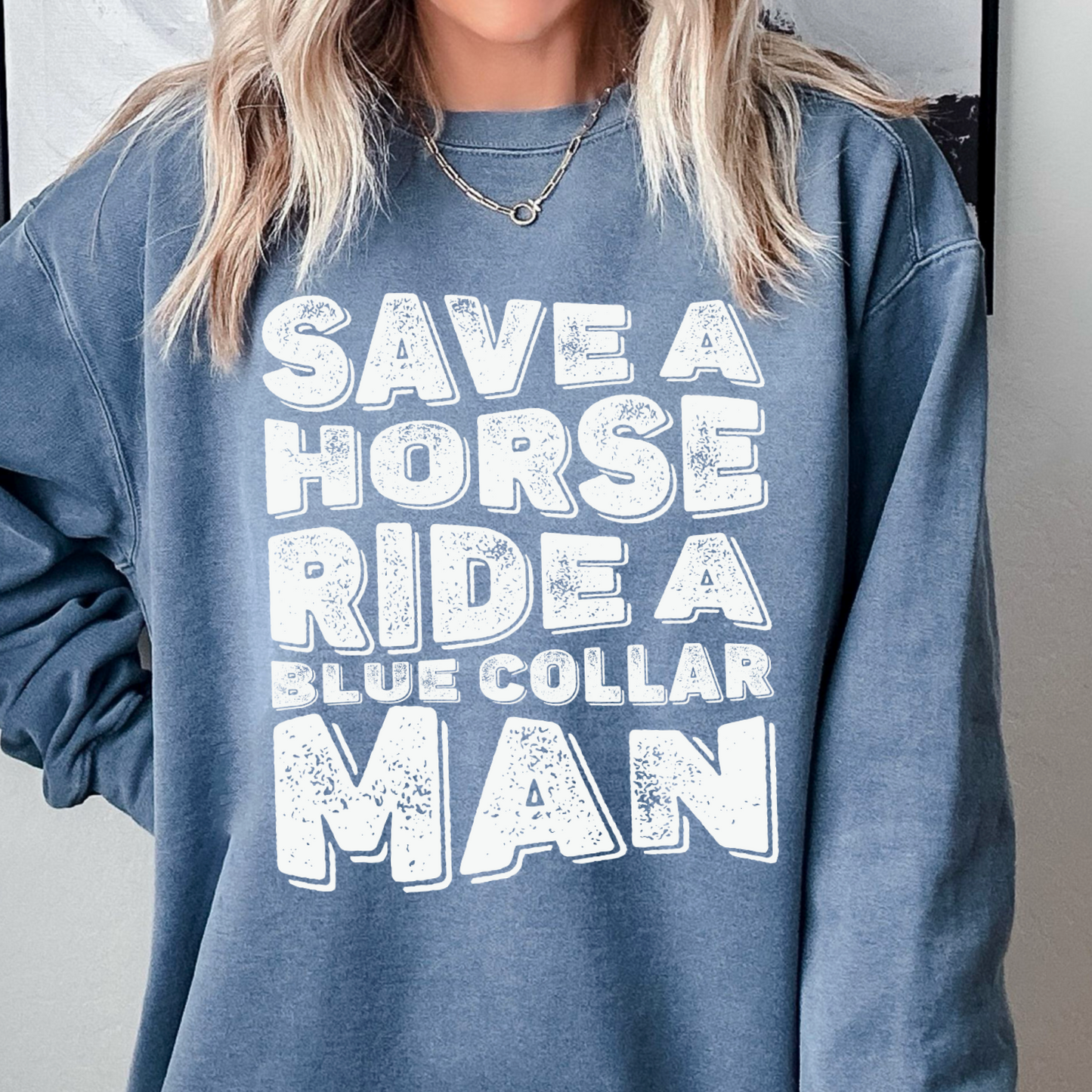 Save A Horse And Ride A Blue Collar Man  Screen Print Transfer
