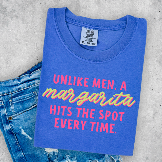 Unlike Men A Margarita Hits The Spot Everytime Comfort Color Graphic Tee