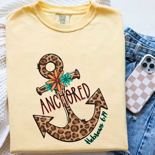 Leopard Anchored Comfort Color Graphic Tee