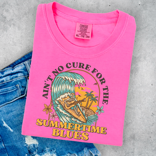 Ain’t No Cure For The Summertime Blues Ocean  Version Comfort Color Graphic Tee