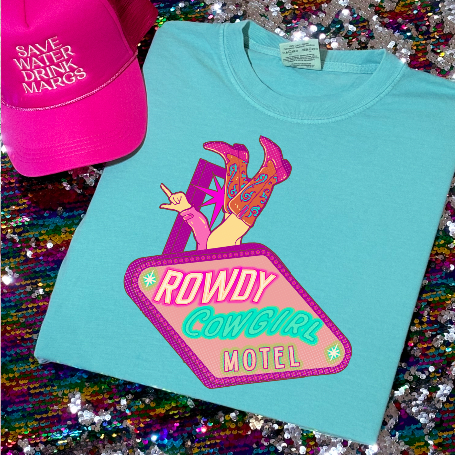 Rowdy Cowgirl Motel Version Comfort Color Graphic Tee