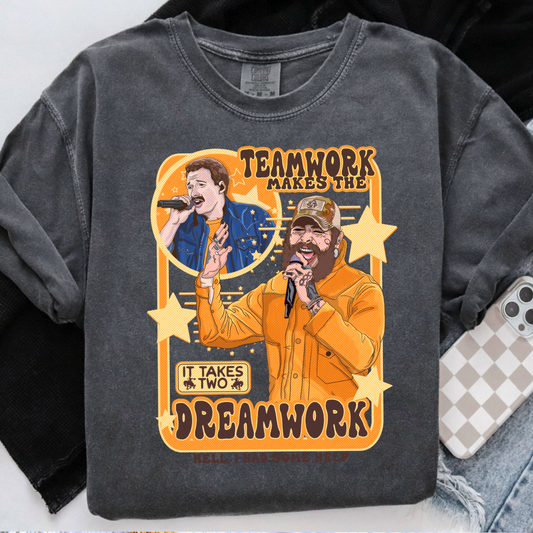Teamwork Makes The Dreamwork Orange Comfort Color Graphic Tee