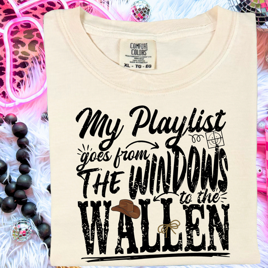 My Playlist Goes From The Window To The Wallen Comfort Color Graphic Tee