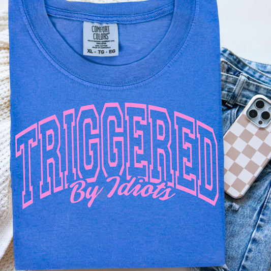 Triggered By Idiots Comfort Color Graphic Tee