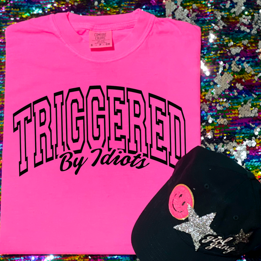 Triggered By Idiots Comfort Color Graphic Tee