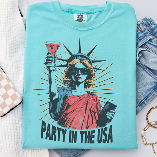 Retro Party In The USA Comfort Color Graphic Tee