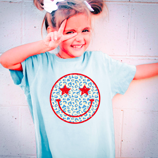 Patriotic Face Youth Comfort Color Graphic Tee
