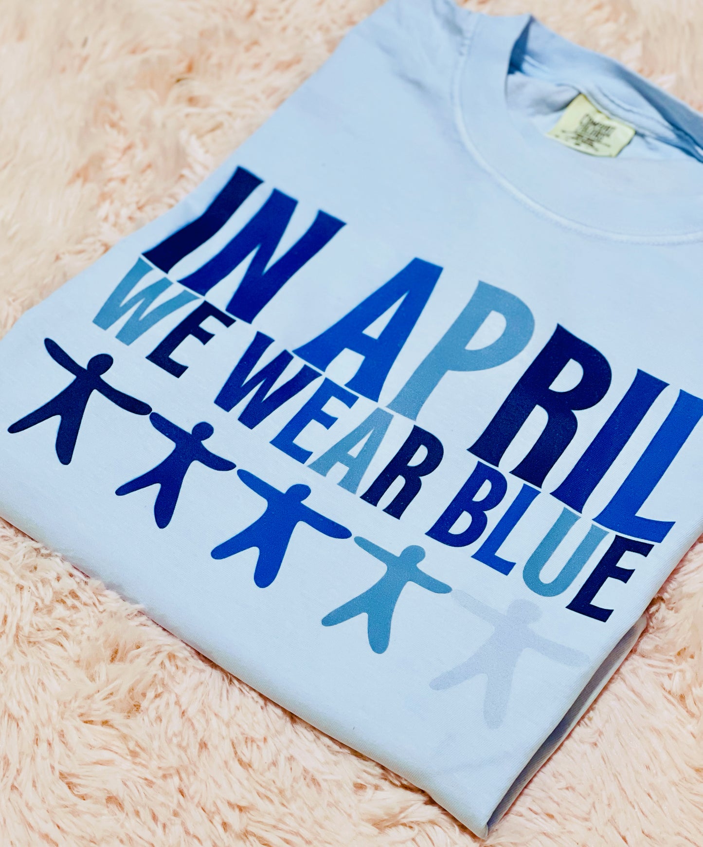 In April We Wear Blue Autism Comfort Color Graphic Tee