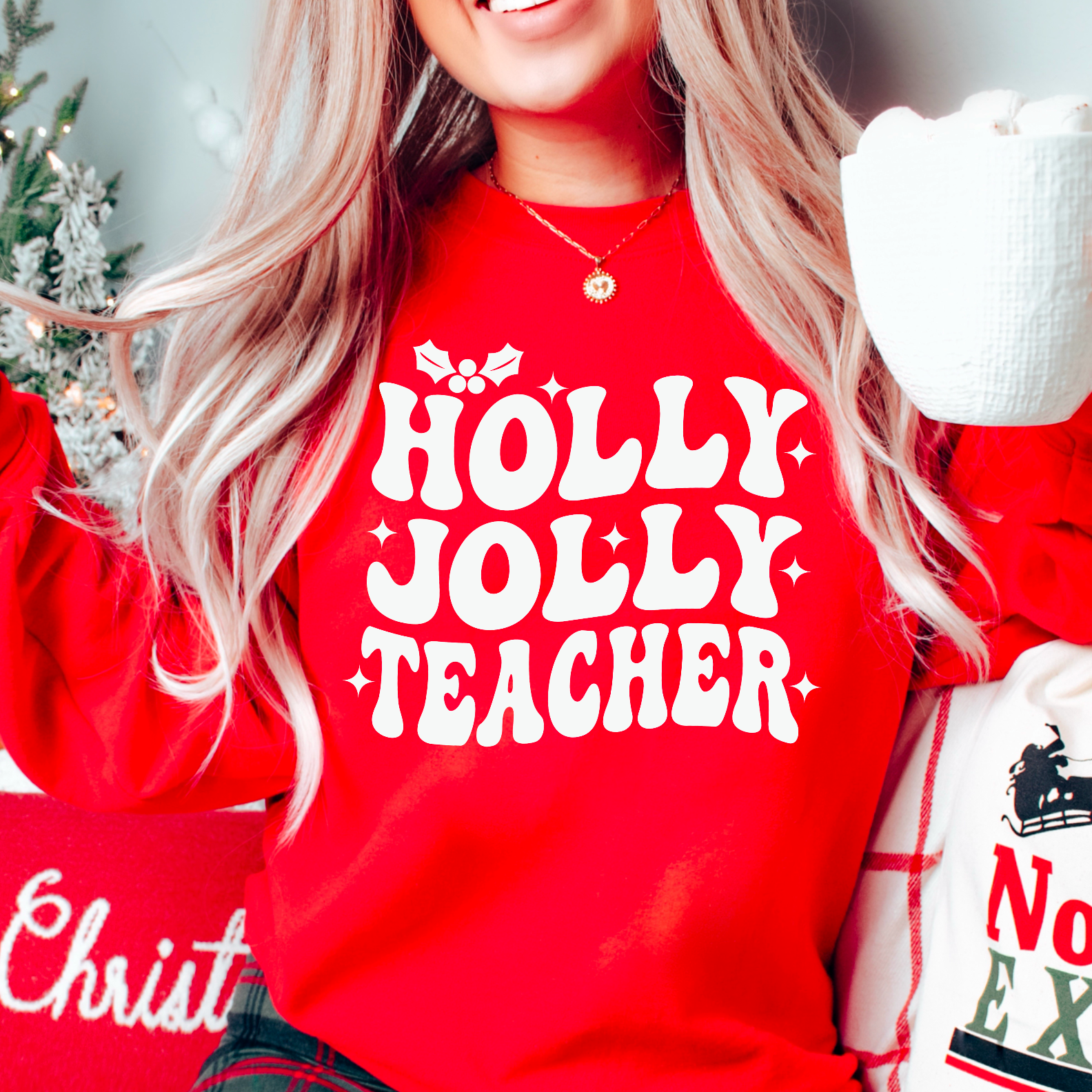 Holly Jolly Teacher  Screen Print Transfer