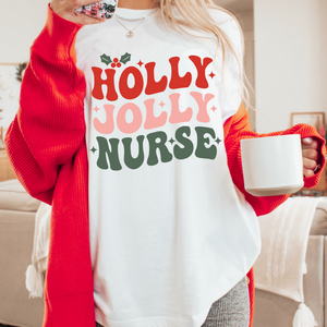 Holly Jolly Nurse  Christmas Gildan Graphic Tee