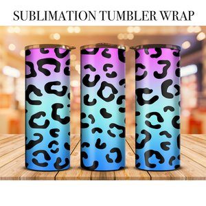 Neon Leopard 18 Tumbler Wrap Sublimation Transfer