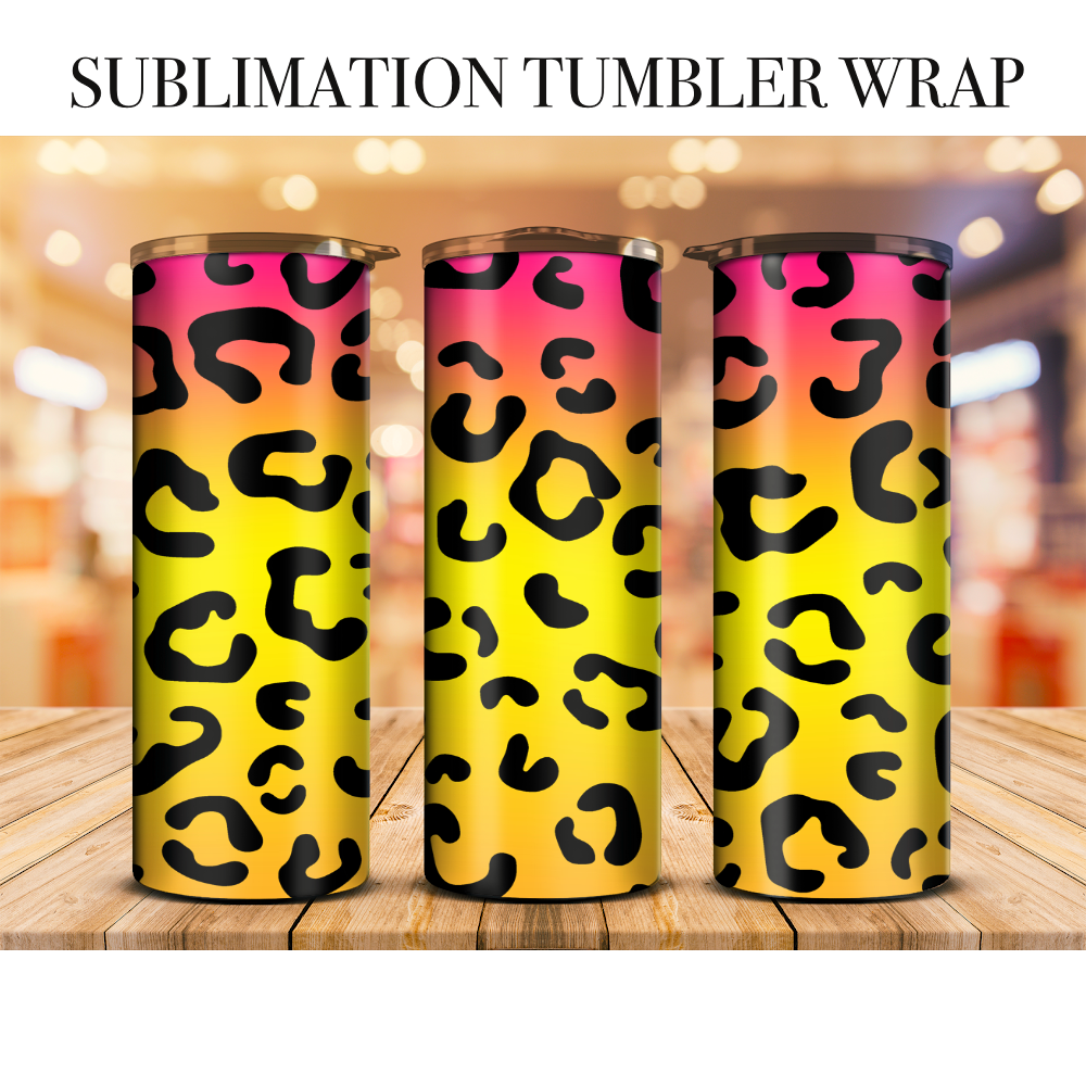 Neon Leopard 16 Tumbler Wrap Sublimation Transfer