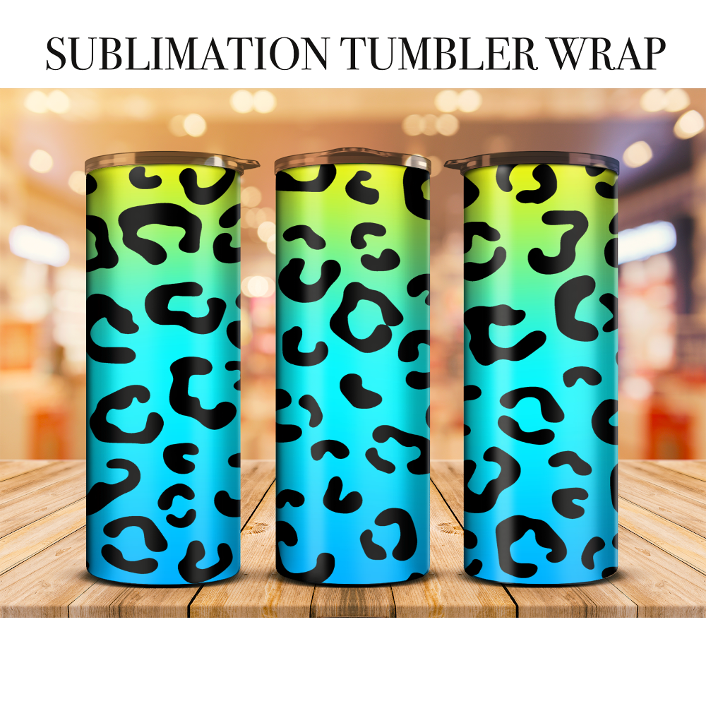 Neon Leopard 5 Tumbler Wrap Sublimation Transfer