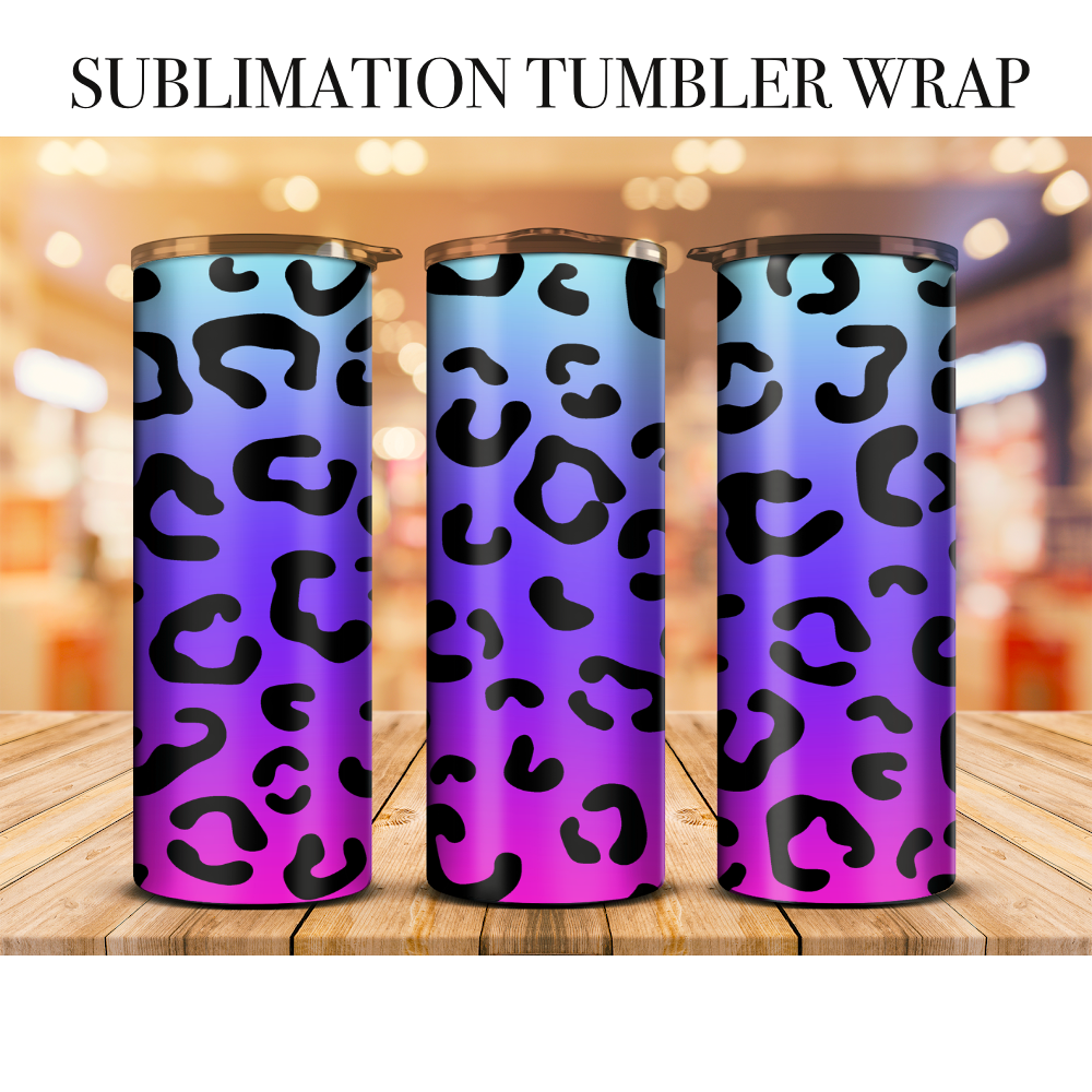 Neon Leopard 25 Tumbler Wrap Sublimation Transfer