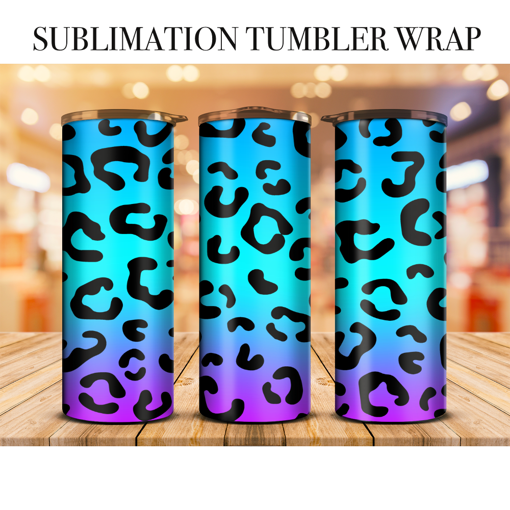 Neon Leopard 15 Tumbler Wrap Sublimation Transfer