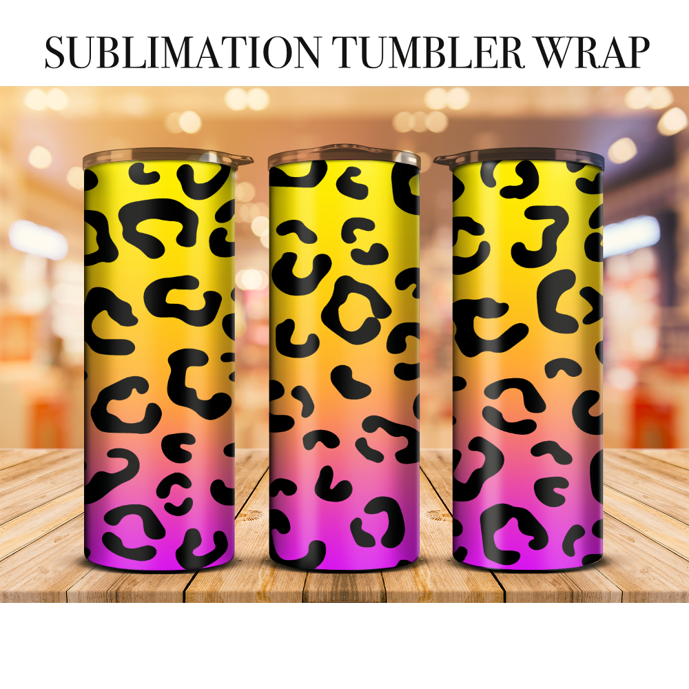 Neon Leopard 9 Tumbler Wrap Sublimation Transfer
