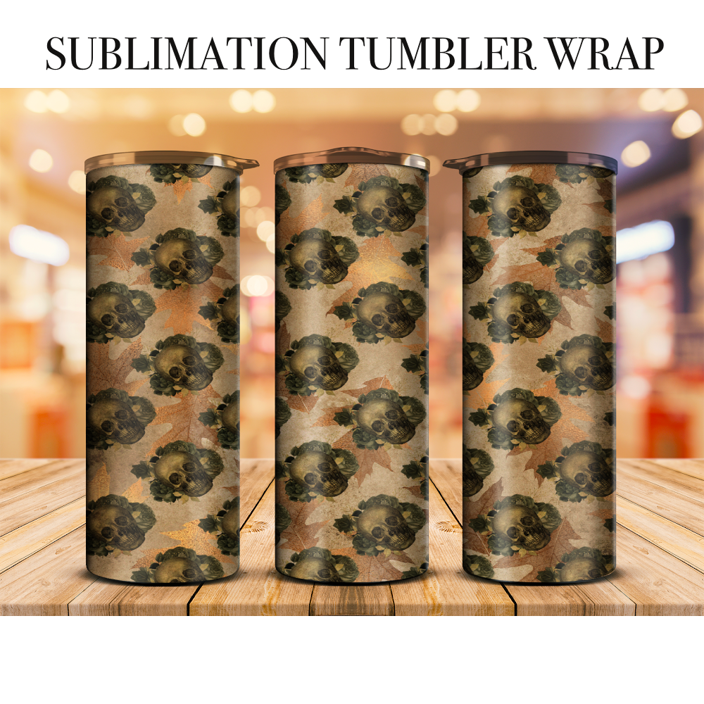 Vintage Skulls 3 Tumbler Wrap Sublimation Transfer
